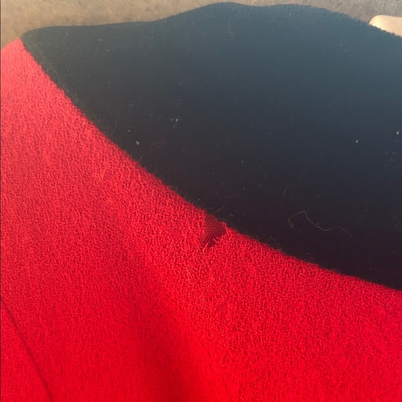 Saks Fifth Avenue Vintage Vibrant Red Dress; Black Velvet Collar Cuffs Belt;Sz 8 - Picture 15 of 16